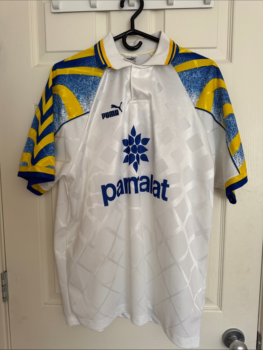 Parma Jersey,  White, Blue & Yellow with Parmalat Logo